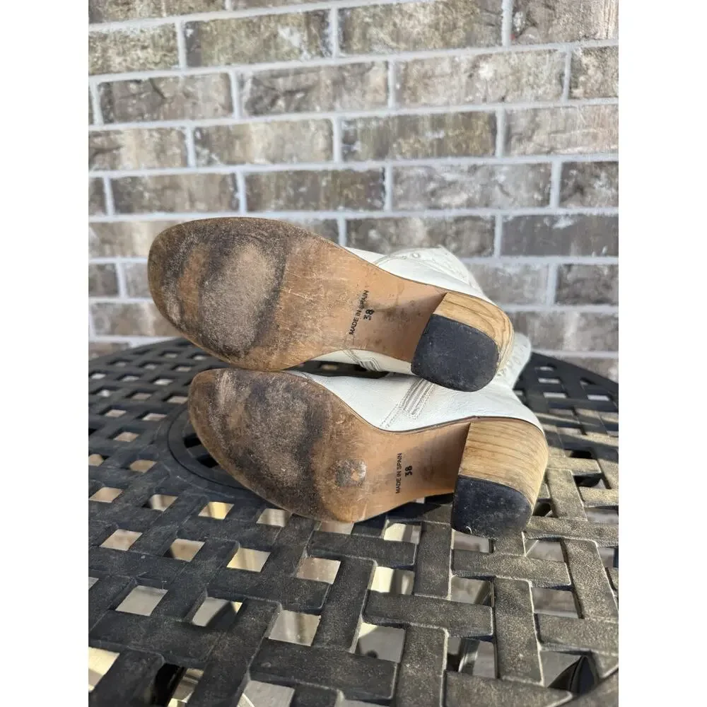 Vintage Ivory Cutout Celestial Cowboy Spanish Western Boots EU 38 / US 7.5